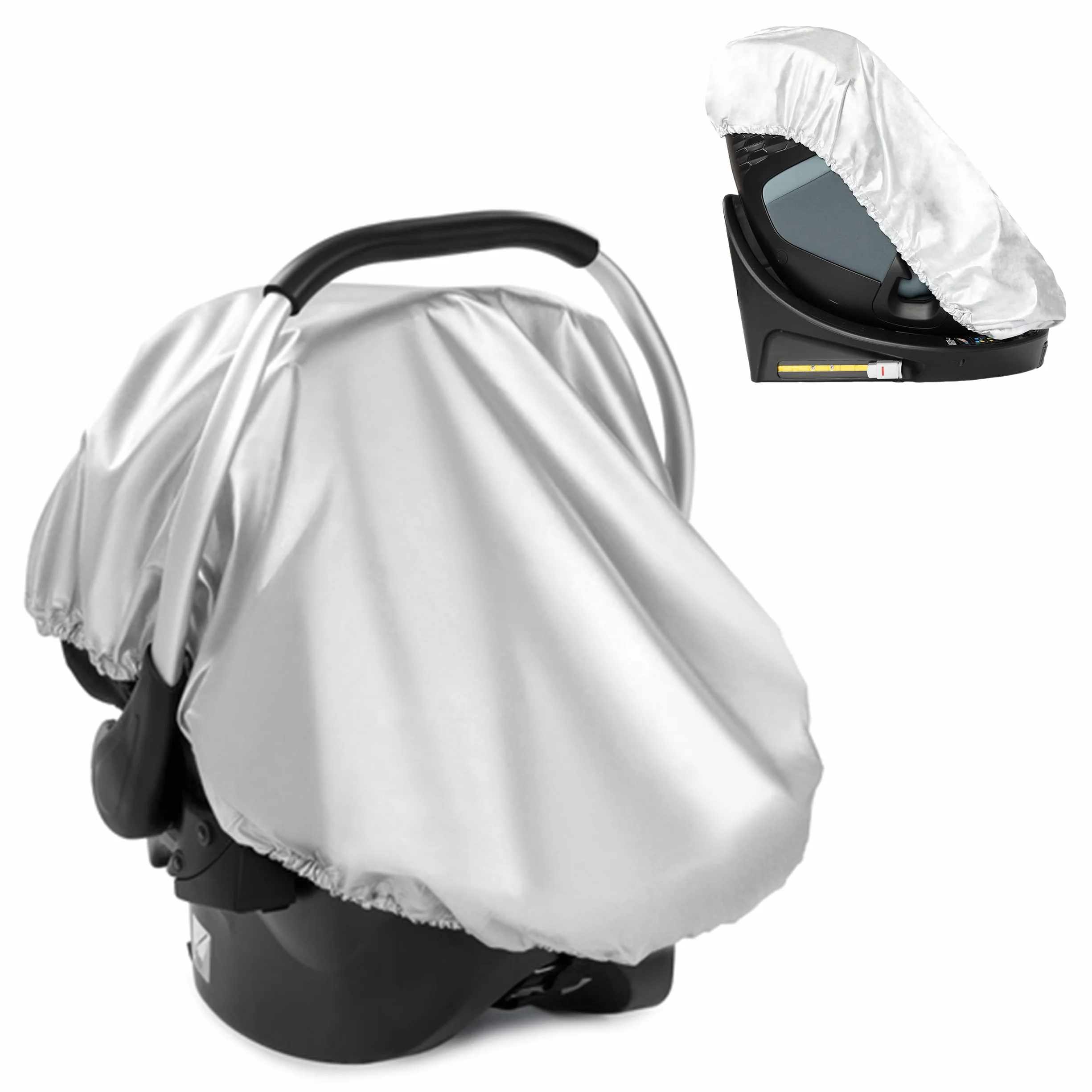 Zamboo Funda Silla Coche Bebe Universal - Protector Térmico Compatible con Maxi-Cosi - Cybex - Chicco y Sillas a Contramarcha y Asientos Infantiles de Grupo 0 1 2 3 - Bolsa Incluida - Plateado