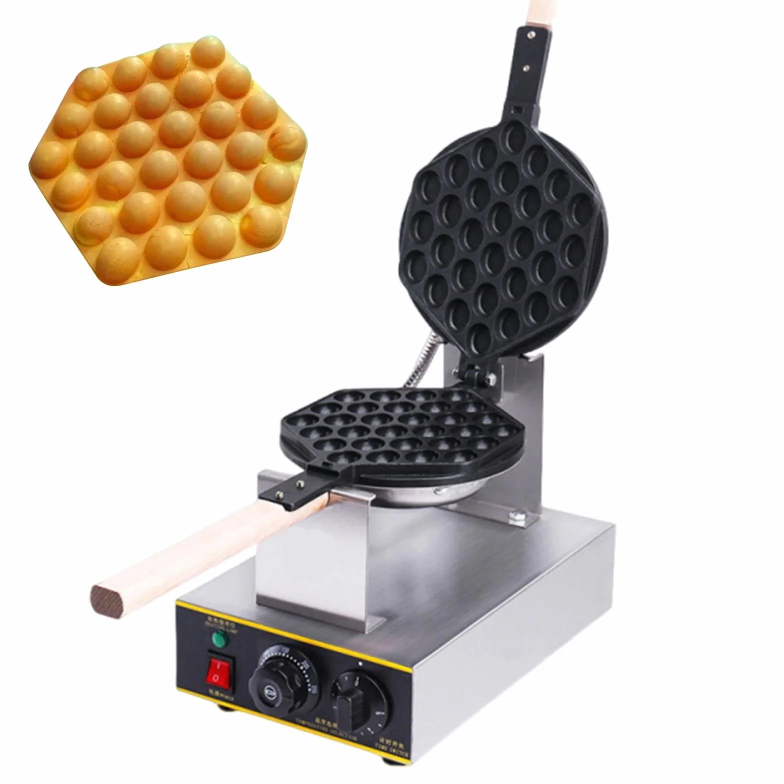 Puff Waffle Maker Gofrera Profesional, Bubble Waffle Maker Doble Cabeza, Acero Inoxidable Y Calentamiento Rápido, Perfecta Para Café, Street Food Y Restaurantes(Single pot)