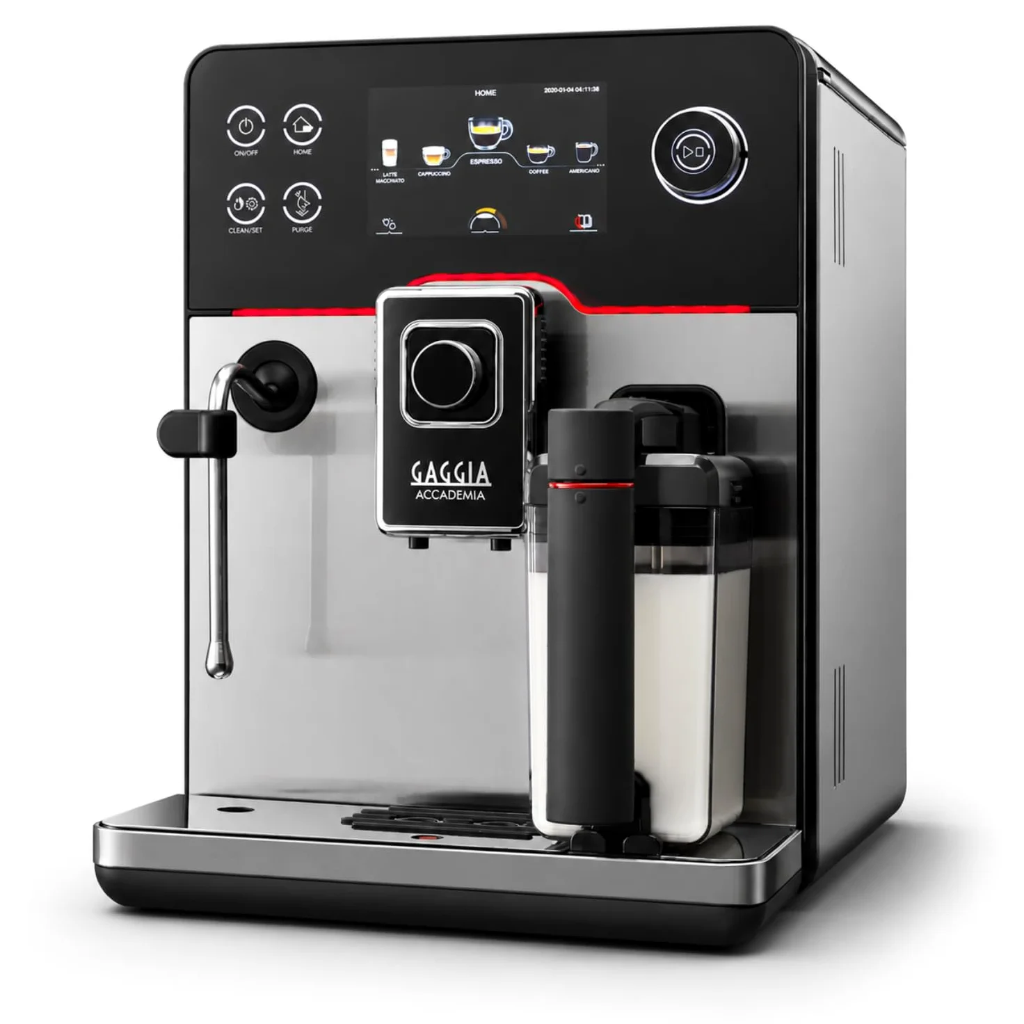 Gaggia Accademia One Touch - Máquina de café totalmente automática de grano a taza, cafetera de capuchino y espresso con 19 recetas de un solo toque (acero inoxidable)