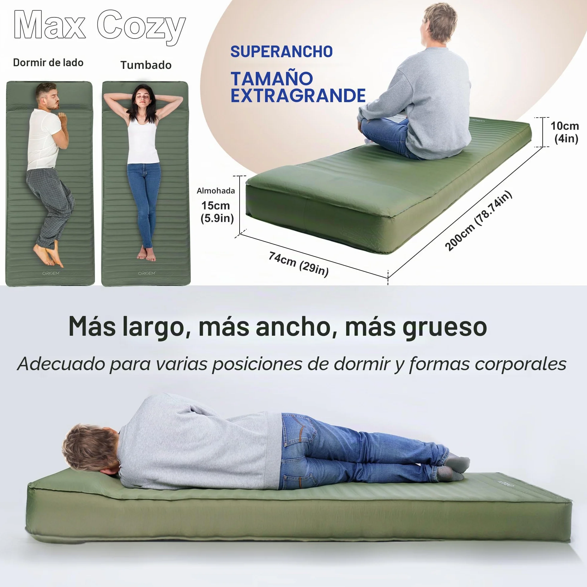 Origem Esterilla Camping Autoinflable 10CM Espesor Colchón Hinchable con Bomba Eléctrica