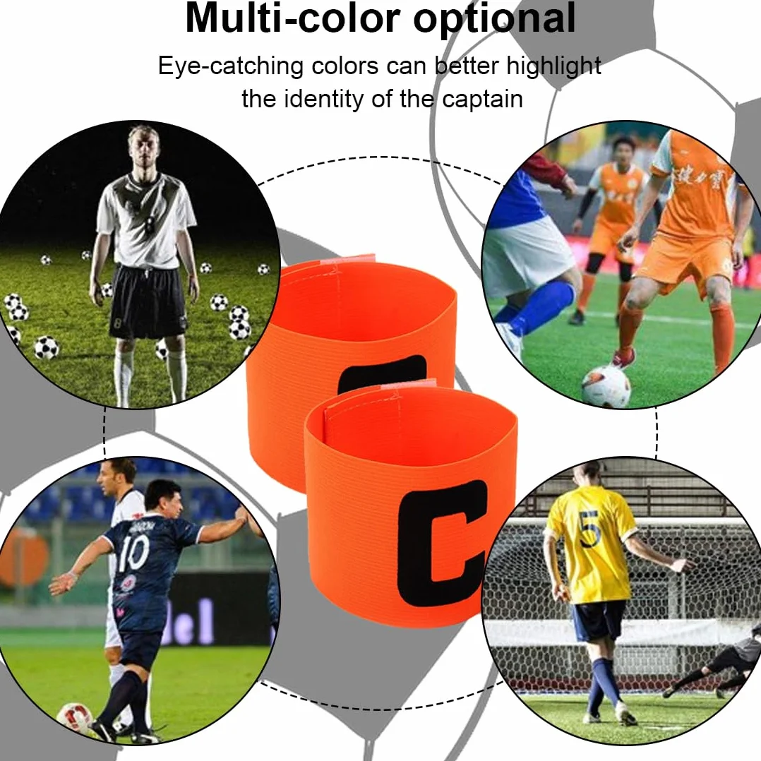 Brazaletes de Capitán de Fútbol Elásticos Ajustables para Niños y Adultos - Juego de 5