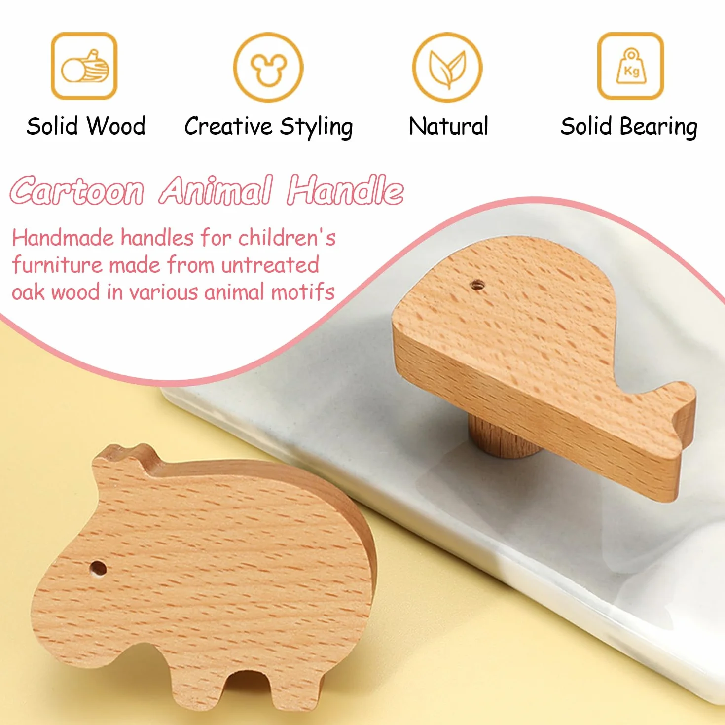 8 piezas Pomos y Tiradores Cajones Infantiles Madera, Tiradores Decorativos de Animales para Armario, Bebe Habitacion, Niños.