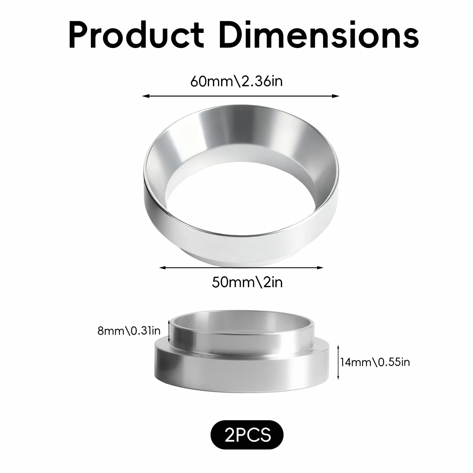 2 unidades de 51 mm de anillo dosificador de café magnético de 51 mm, embudo dosificador, accesorio portafiltros, anillo dosificador de café, embudo para cafetera, embudo de llenado exacto