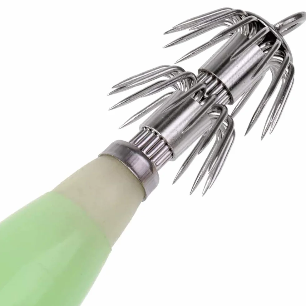 POFET 10 Anzuelos Luminosos Pulpo Calamar 9,5 cm 17 g Señuelo Pesca Agua Salada Plantilla Noctilucente