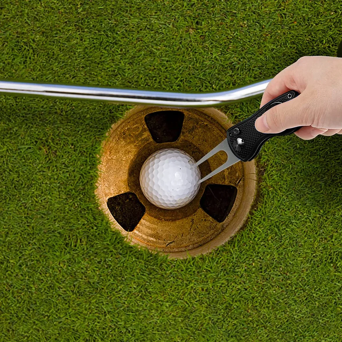 Kiuiom Herramientas de Restauración de Golf,Tenedor de Campo de Golf,Pitch Fork Golf,Arreglapiques Golf,Multi-Funcional Golf para Golfistas Amantes del Golf