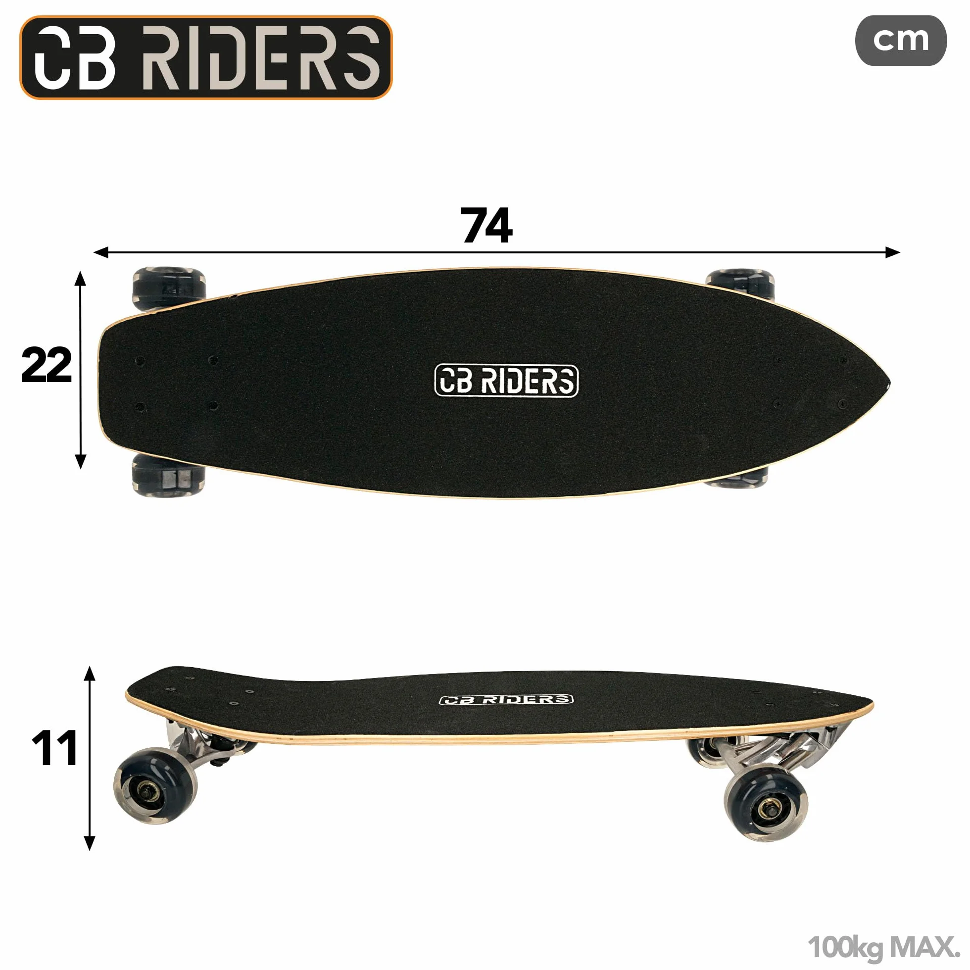 COLORBABY CB Riders Monopatín Skateboard Madera Eje Aluminio Antideslizante 4 Ruedas PU 100 kg Regalo 6 años
