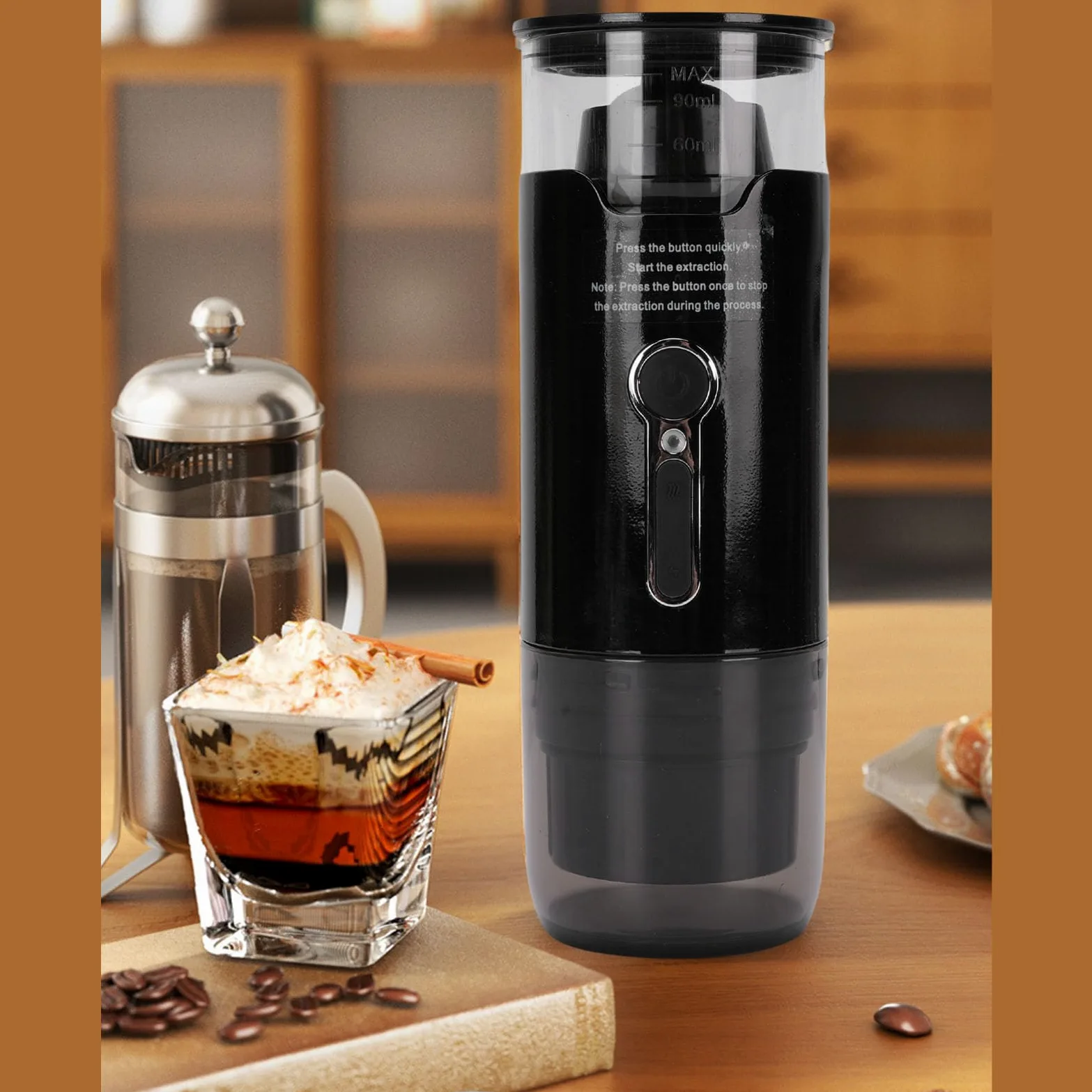 Haofy de de café Portátil Café de Automóviles Pequeñas Cafeteras con Presión de 15 Bares para Cápsulas de DG Café de café Cartuchos