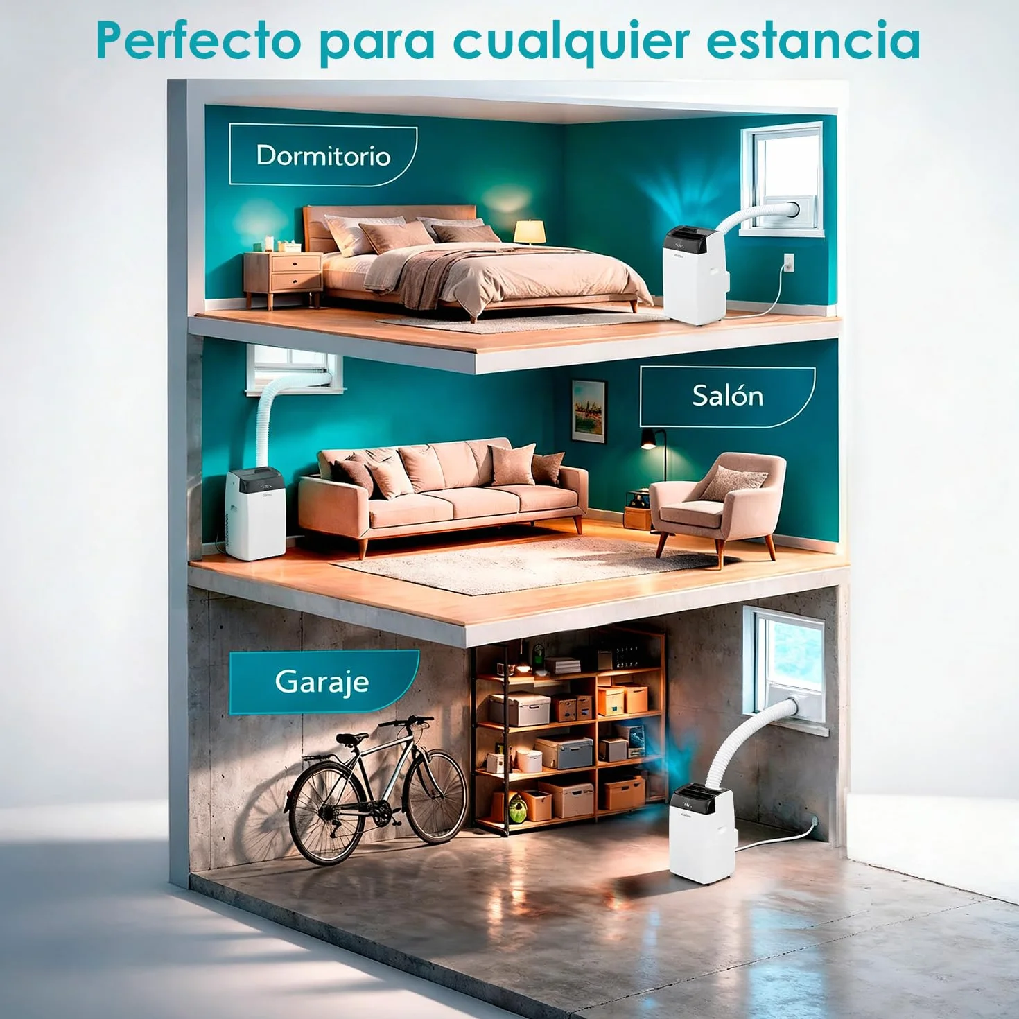 Daitsu - Aire Acondicionado Portátil Frío,Calor, Deshumidificador y Ventilador | 4 en 1 | Alisios Premium APD12FCX | Compacto y Silencioso | Mando a Distancia | Para Hogar u Oficina hasta 30 m²