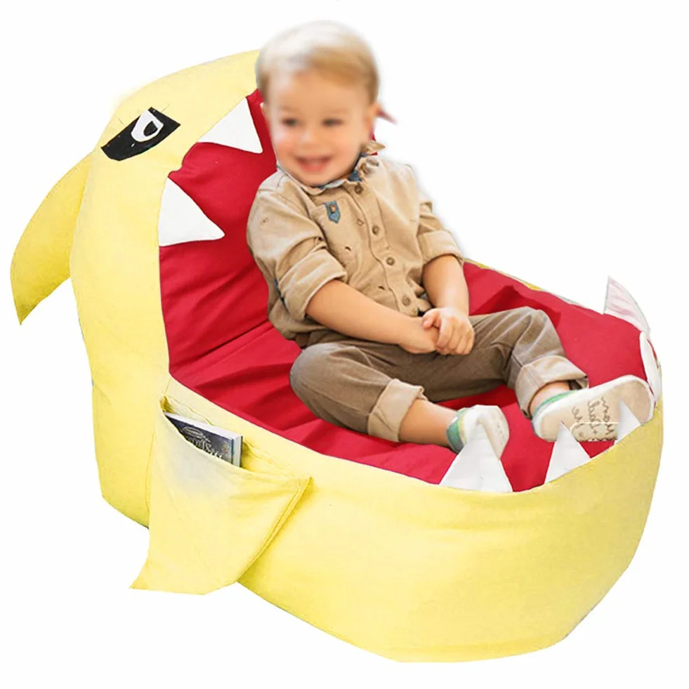 Silla de bolsa de frijol de almacenamiento de animales de felpa, sofá organizador de juguetes de peluche suave para niños adultos de talla grande 31,5 x 31,5 x 19,69 pulgadas (sin relleno) (amarillo)