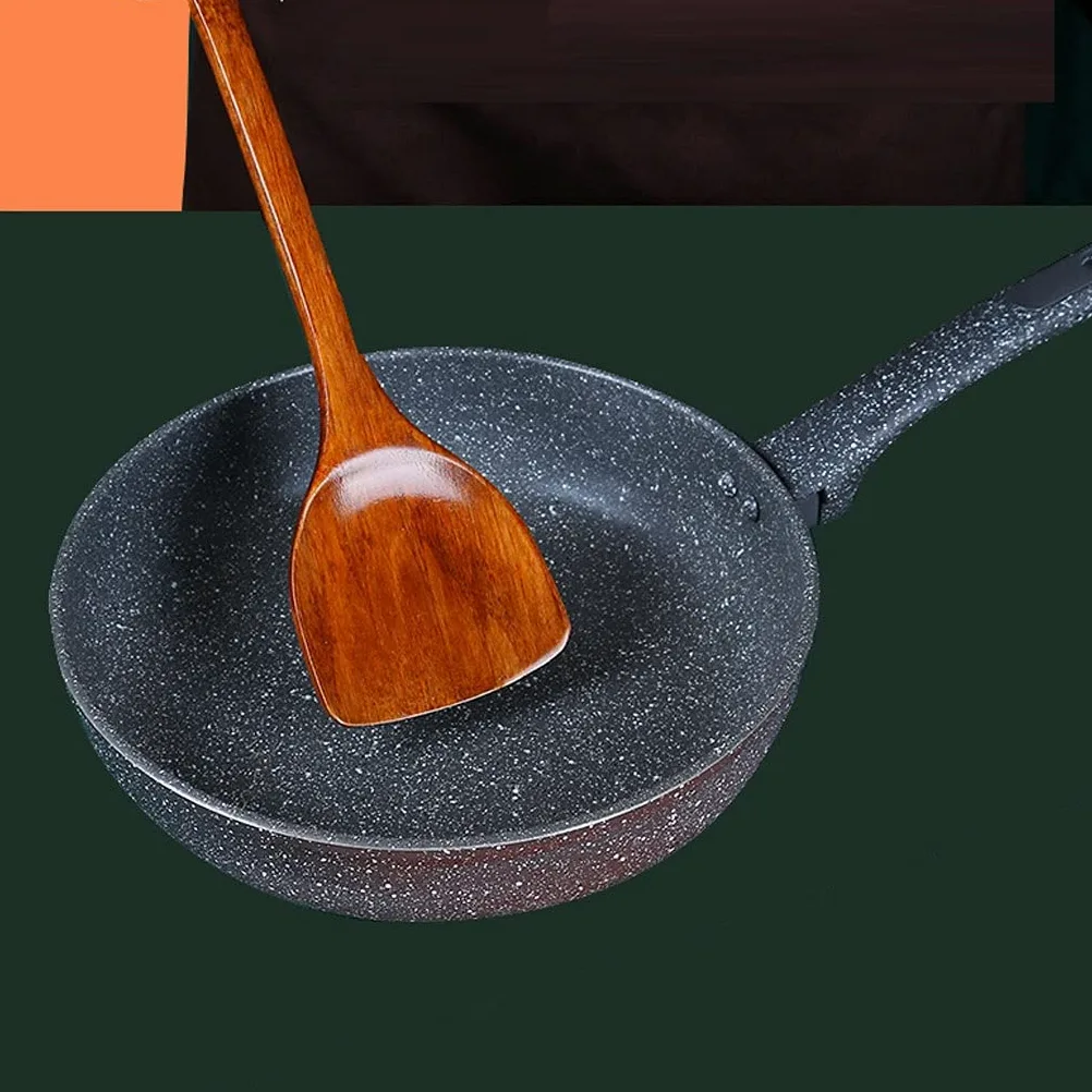 Juego de cucharas de cocina de madera, tenedores y cucharas de ensalada de mango largo, herramientas de cocina antiadherentes para cocinar y servir, usos ecológicos para chefs caseros