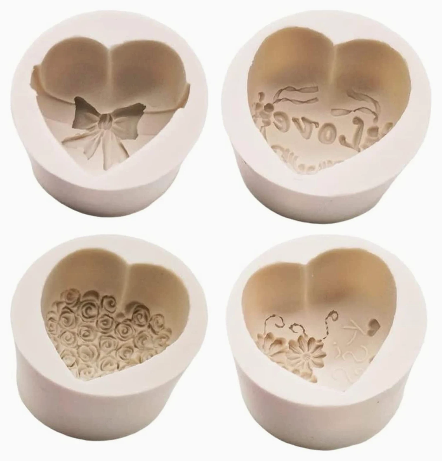 moldes de silicona, moldes de resina, Moldes de bricolaje Molde de vela de silicona, Molde de rosa en forma de corazón, Molde de chocolate de flor de amor, Molde de horneado de postre de manualidades