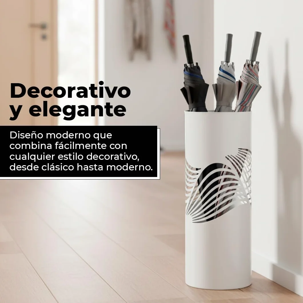 HERSIG - Paraguero Metálico - Paragueros Modernos y Decorativos - Paragueros Originales para Entrada, Recibidor, Oficina o Comercio | Paragüero de Diseño Elegante y Funcional - Diseño Moderno - Negro