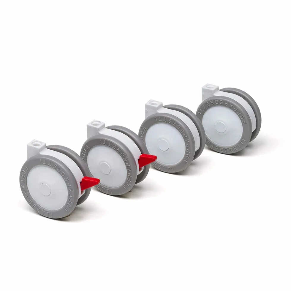 Foppapedretti 4 ruedas de nailon engomadas recambio blanco gris