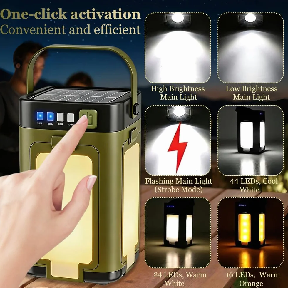 Lámpara Camping LED Solar Plegable Impermeable 6 Modos Iluminación Exterior