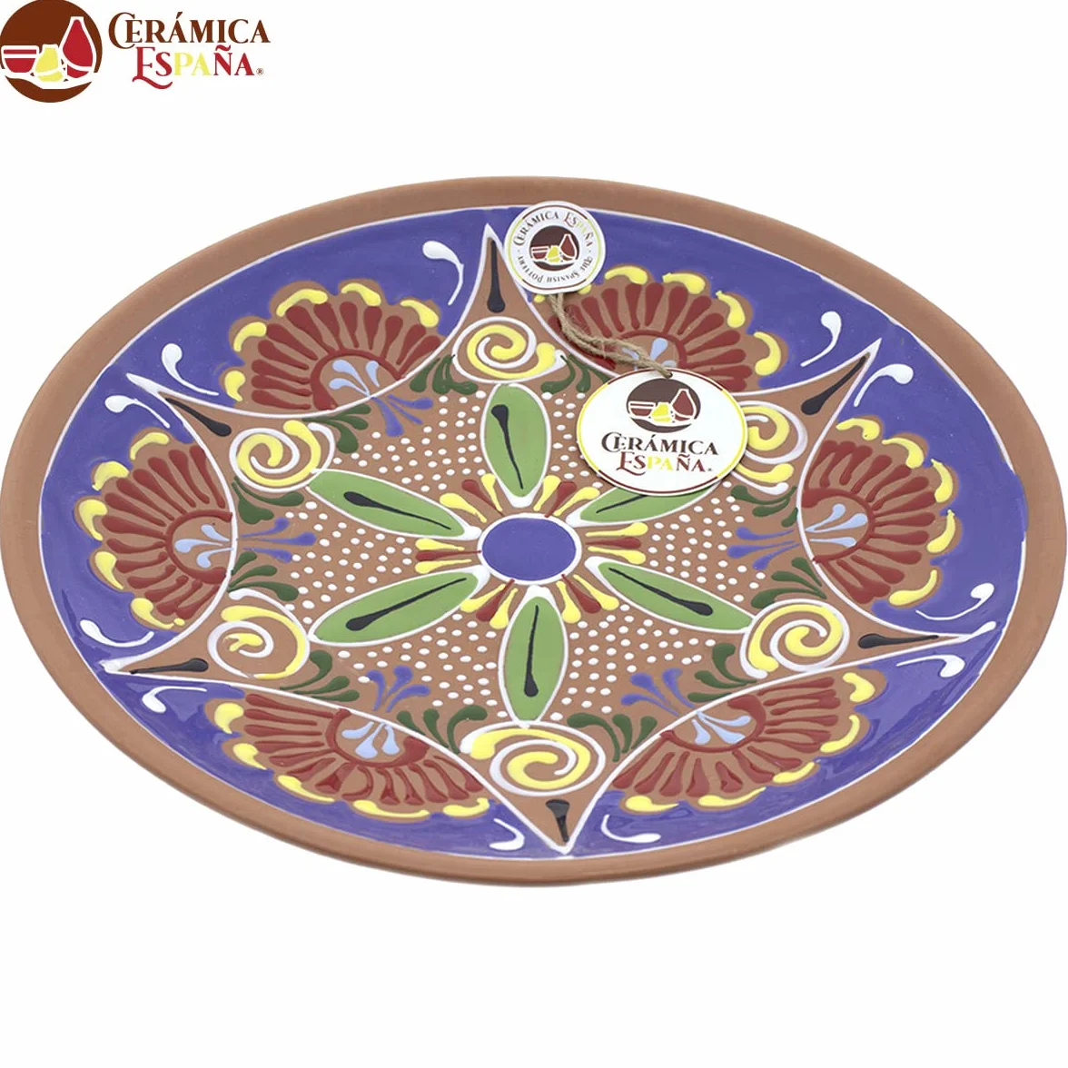 CERÁMICA ESPAÑA Plato decorativo pared Modelo D30 28x28x4.5 cm Hecho a mano