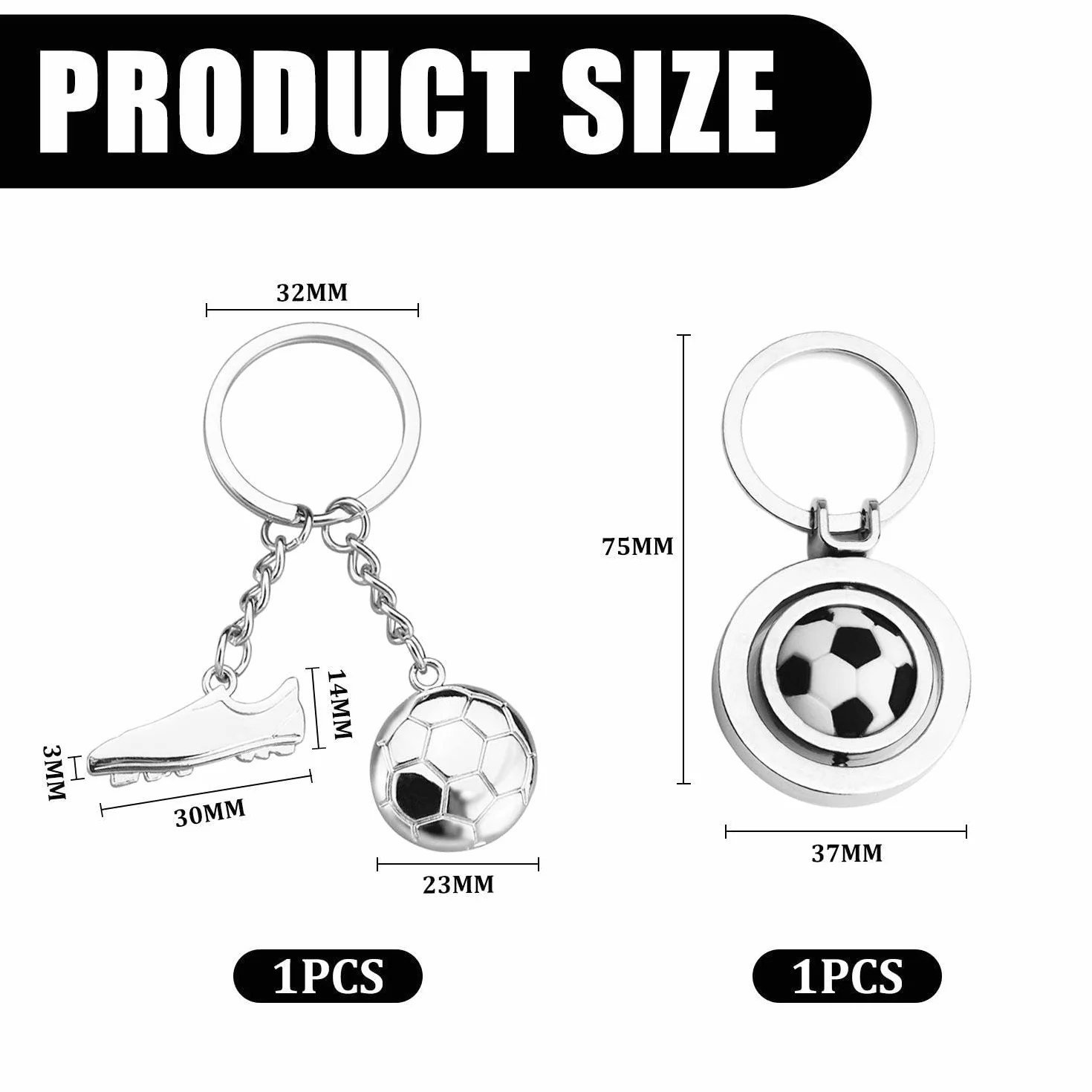 Llaveros Conmemorativos de Fútbol de 2 Piezas de Metal para Fanáticos