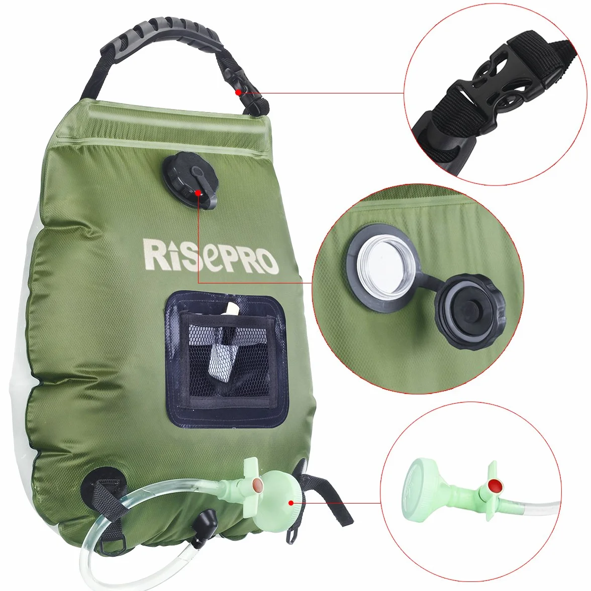 Bolsa Solar de Ducha 5 galones 20 l para Acampar con Agua Caliente 45 °C