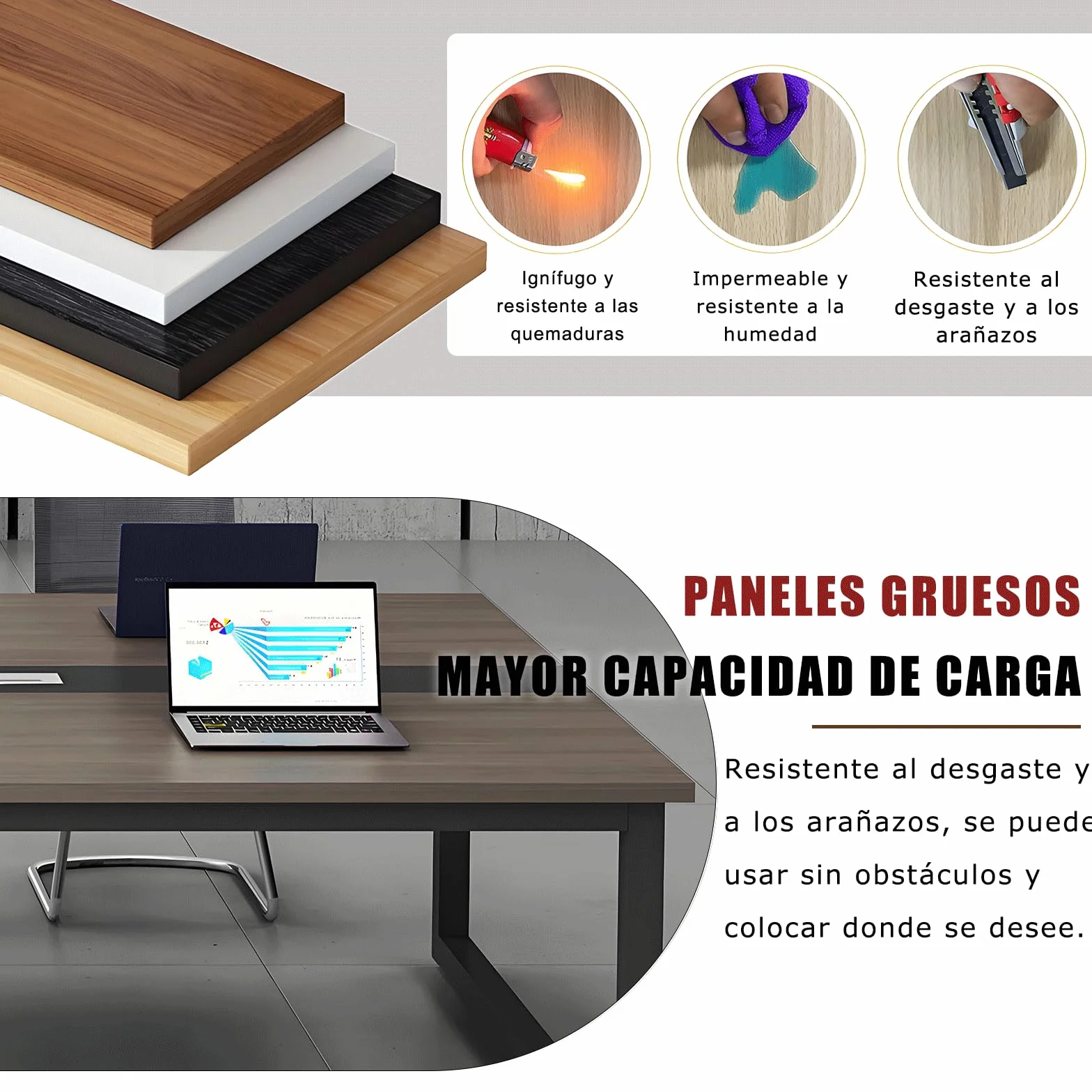 Mesa de Conferencias Grande para Oficinas – Mesa de Reuniones para Muchas Personas, Diseño de Madera, Fácil Montaje, Espacio Amplio para Seminarios y Aulas (Sillas No Incluidas)