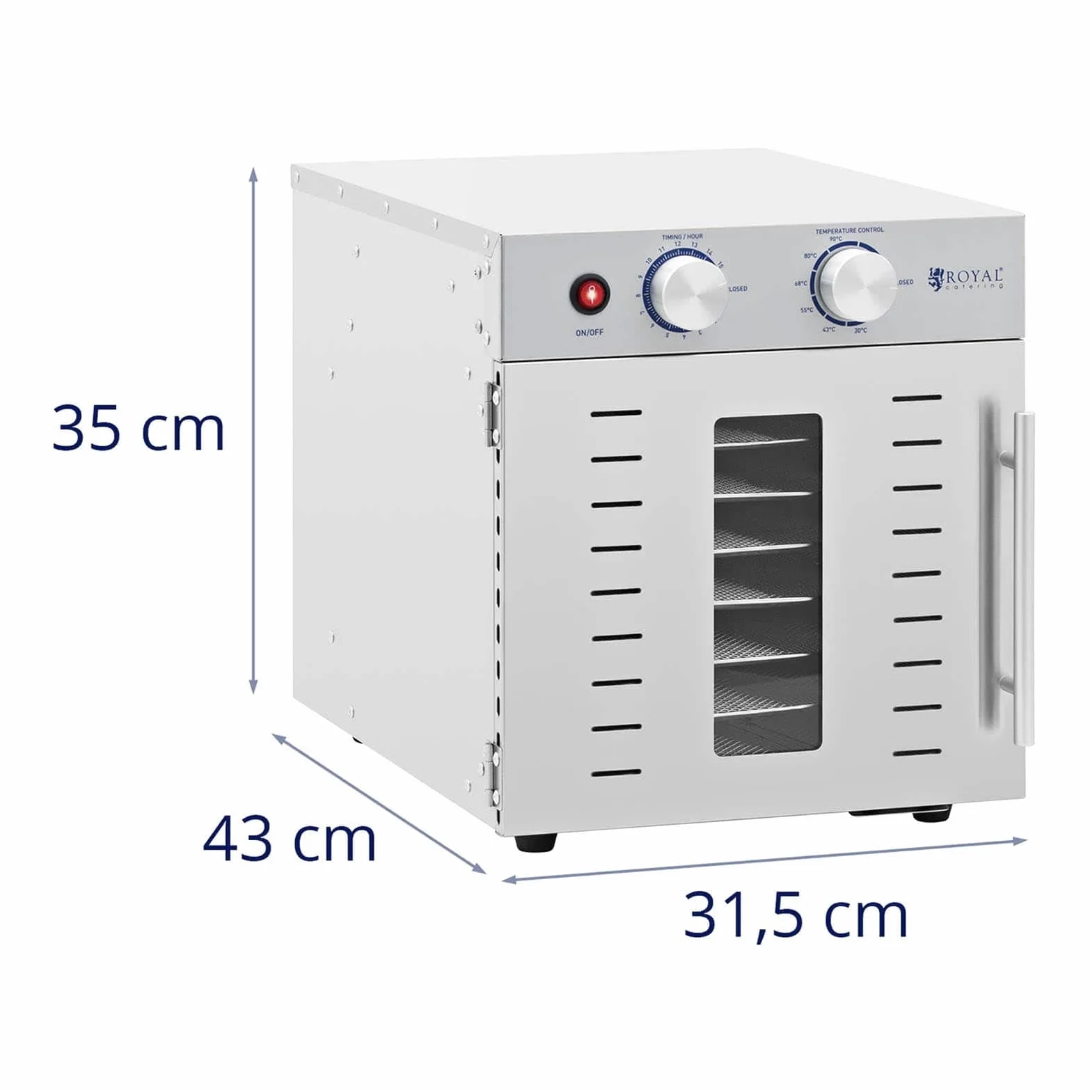 Royal Catering RCDA-800/23S Deshidratador 800 W 8 estanterías Secador Deshidratador