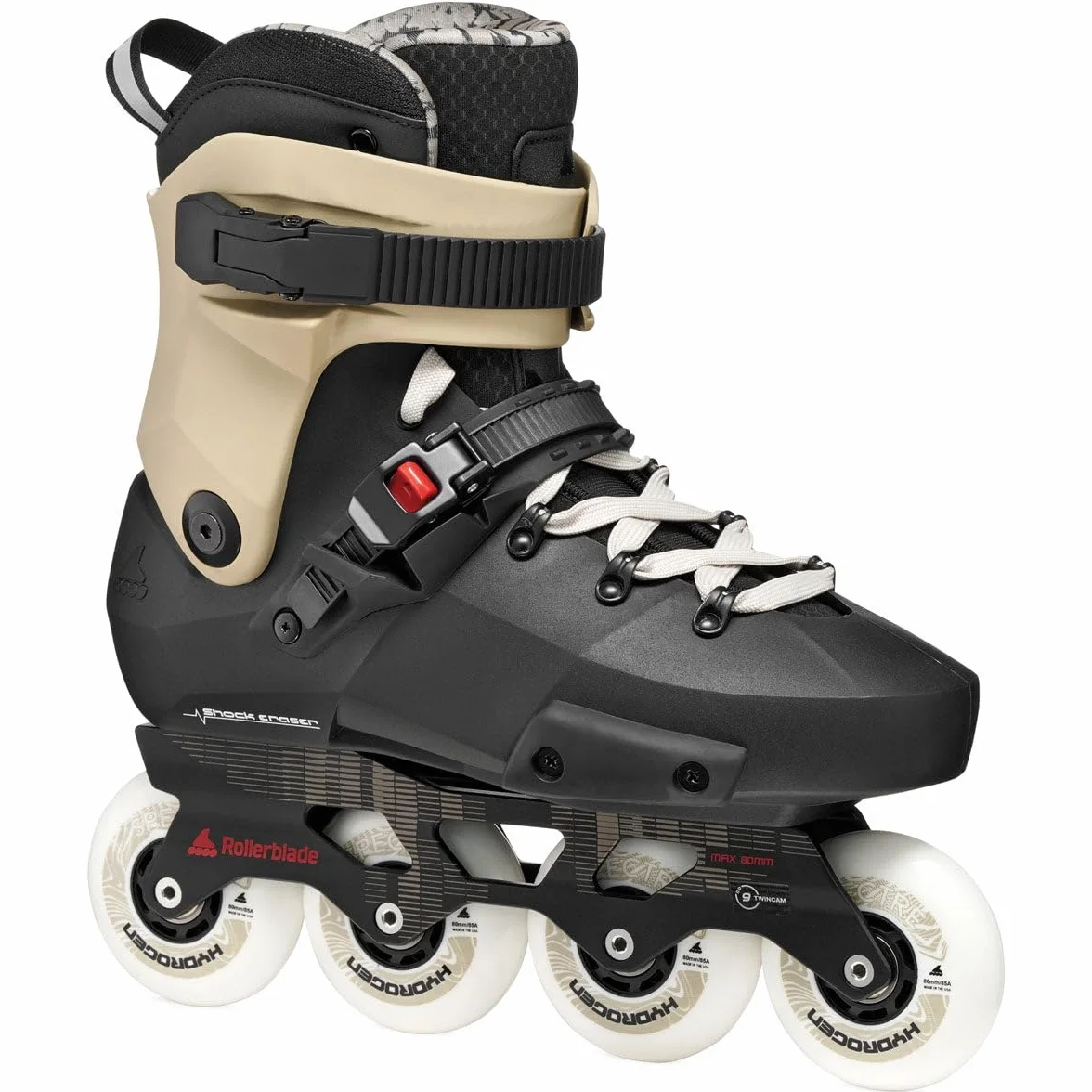 Rollerblade Twister XT Patines Freeskate Urbano Negro/Arena/Rojo con Ruedas Hydrogen Spectre 80 mm y Guía de Aluminio Extruido