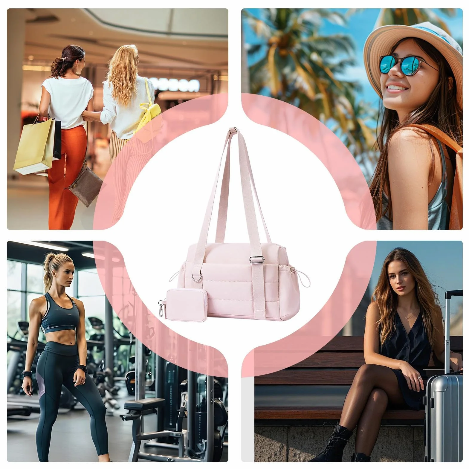 Bolsa Deportiva Grande con Bolsillo Húmedo y Monedero para Viaje y Gimnasio