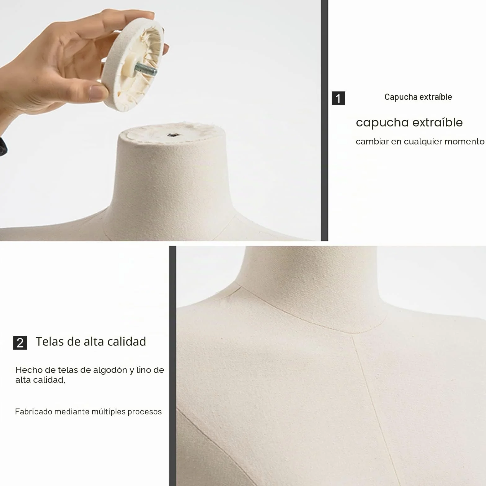 QJSZMEI Maniquí Busto de Señoras, Ajustable Altura Maniqui Costura Mujer con Base de Metal Rectángulo, Maniquí Torso Femenino para Exhibición de Escaparate (Color : White, Tamaño : A)
