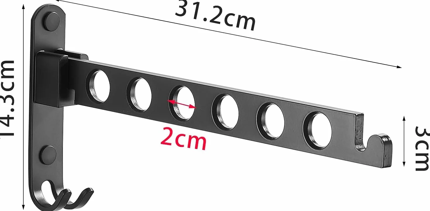 JOOM Percha de Pared Plegable plegplegplegperadora de Percha de Ropa Rack de Almacenamiento de Organizador de Perchas Secadora de Negro (un Paquete)
