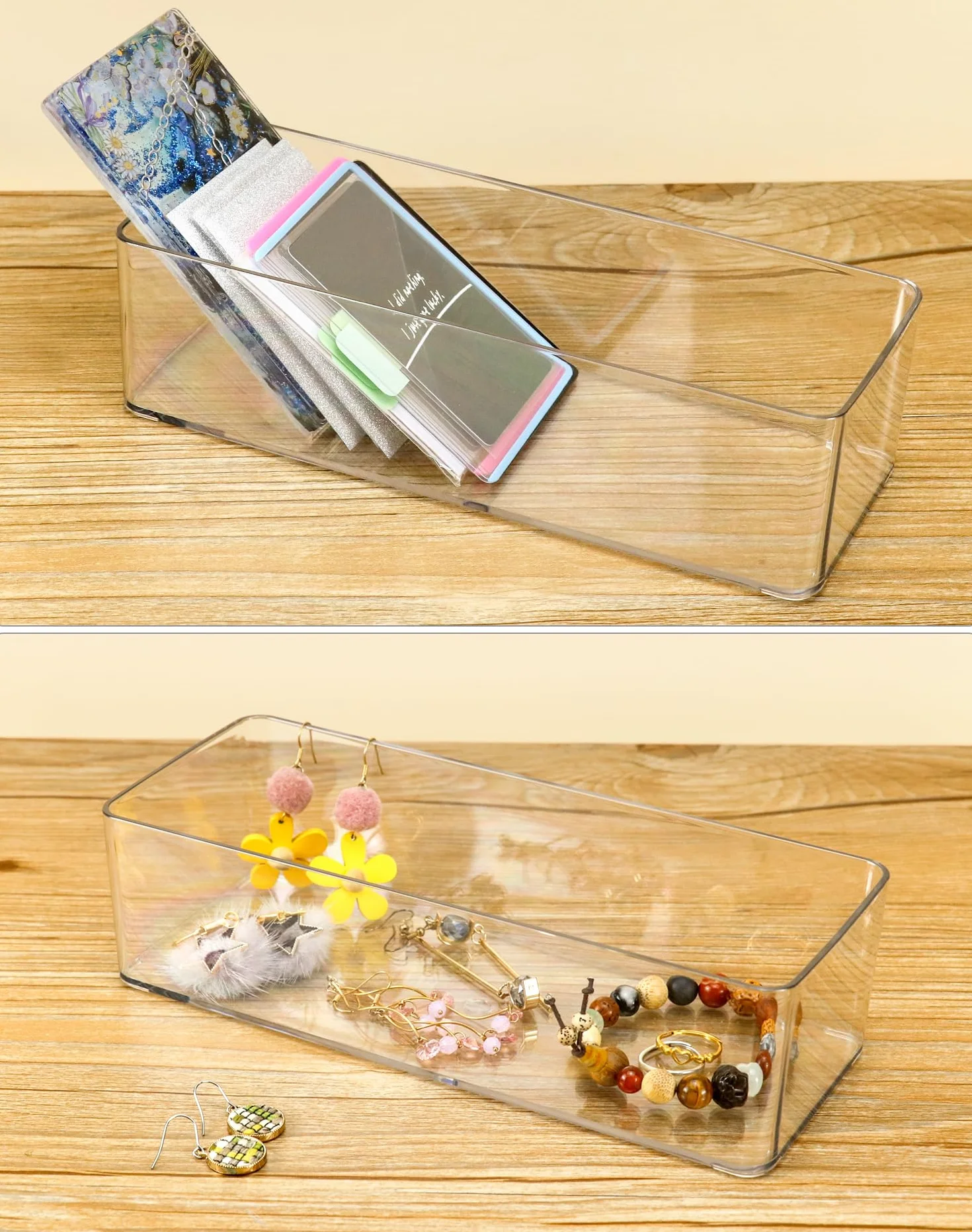 QWORK® 2 Piezas Caja de Almacenamiento para Bolsas de té acrílicas, Organizador de Bolsas de té para Bolsas de té, Bolsas de café, cápsulas de café, edulcorantes, azúcar y más