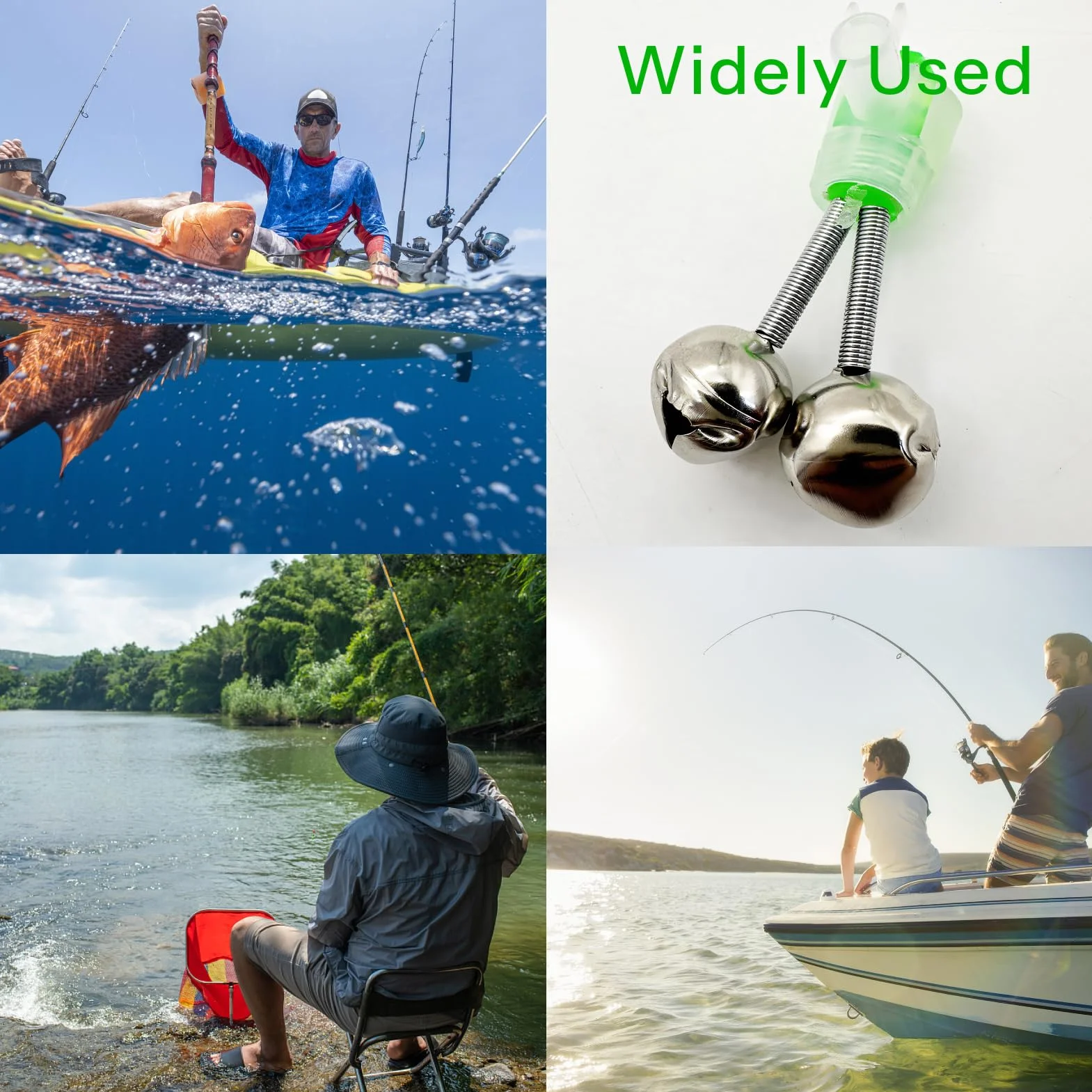 20 Campanas De Pesca En Espiral con Clips Ligeros, Sonido Claro Y Fuerte, Ideal para Pesca Nocturna, Resistente a La Corrosión Y Fácil De Colocar