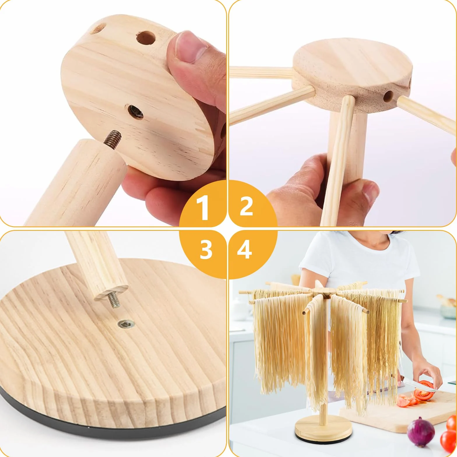 Secador de pasta con 9 brazos desmontables con base giratoria giratoria para fideos italianos y fideos chinos