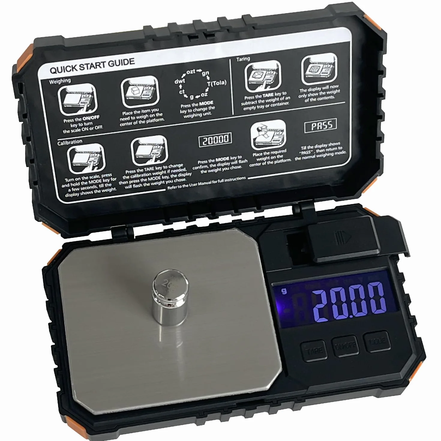 Báscula digital de bolsillo, 500 g x 0,01 g, 6 unidades con pantalla LCD, báscula de bolsillo de precisión con peso de calibración de 20 g para alimentos, joyas, monedas, café