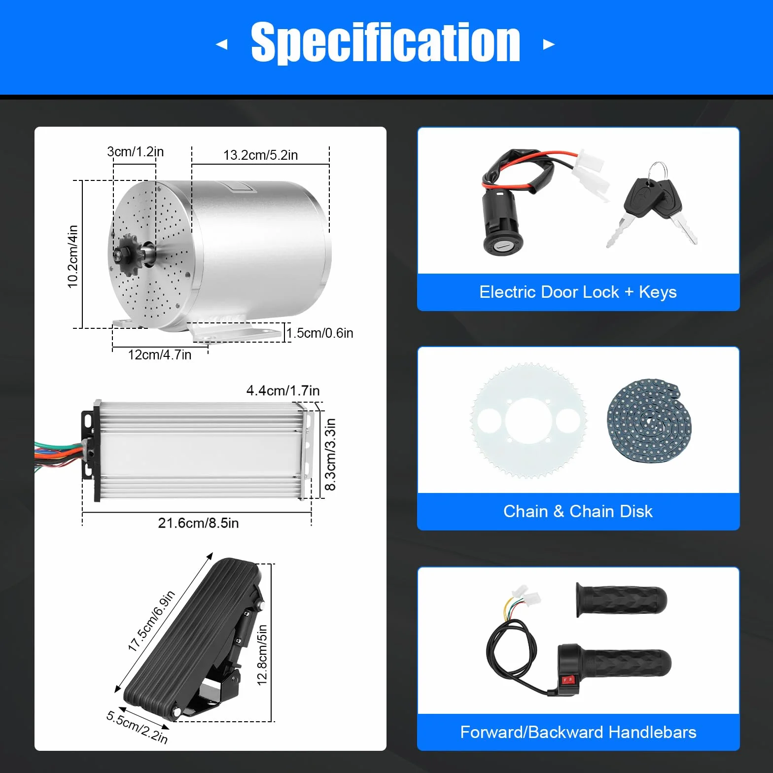 Kit de motor DC sin escobillas 48-72V 3000W 4900 RPM IP33 para E-Bike, bicicleta