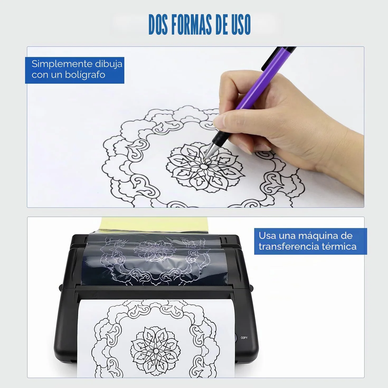 Tattoo Transfer Paper, 40 Hojas Papel de Transferencia de Tatuaje, A4 Papel de calco para tatuajes Papel Hectografico Papel Calco de Carbón para Tattoo impresora máquina
