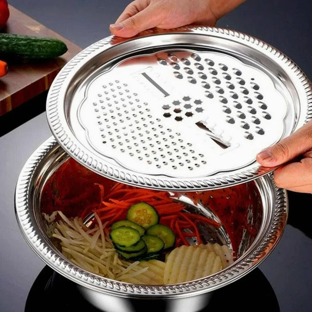 Lanzi 3 Unids/Set Cuenca De Cocina De Acero Inoxidable/Colador, Cocina Colador De Malla Fina Canasta De Lavado De Vegetales, Verduras Multifuncionales Filtro De Fruta (Size : 28cm)