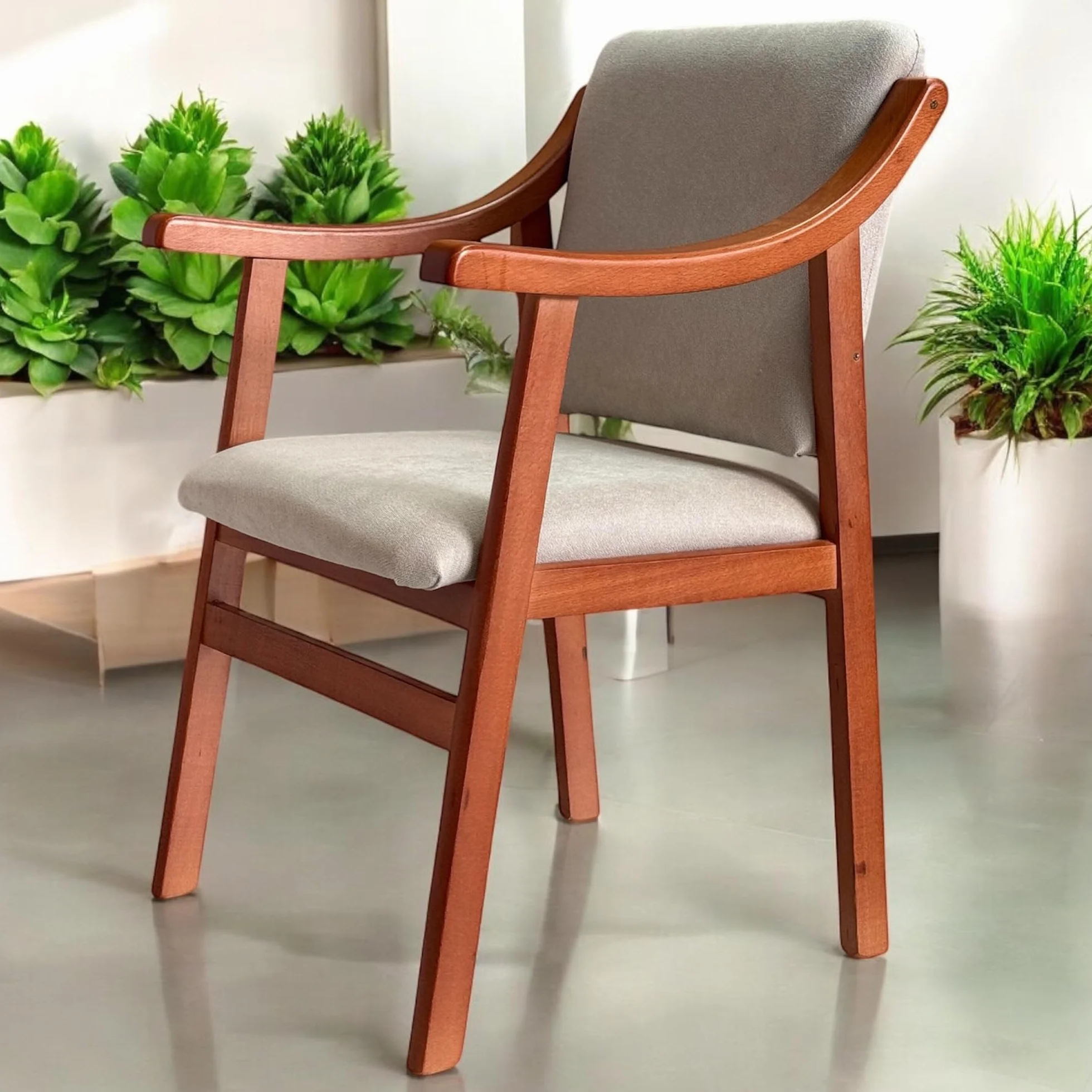Sillón de Madera Reforzado en Color Cerezo con Varios Tapizados (Cerezo Camel)