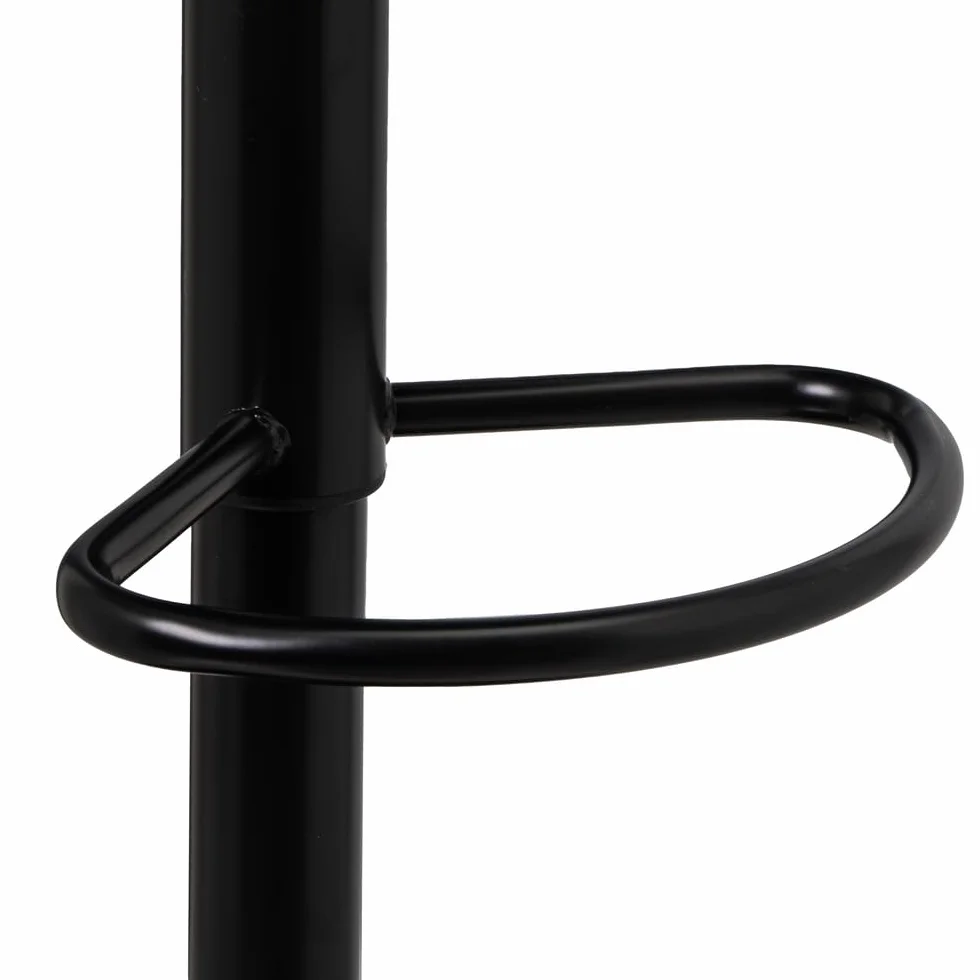 LOLAhome - Taburete de Cocina Giratorio en 360°, Silla de Bar Regulable en Altura de 72 a 92 cm, con Respaldo de Polipiel, Estructura Metal Negra y Reposapiés, Negro
