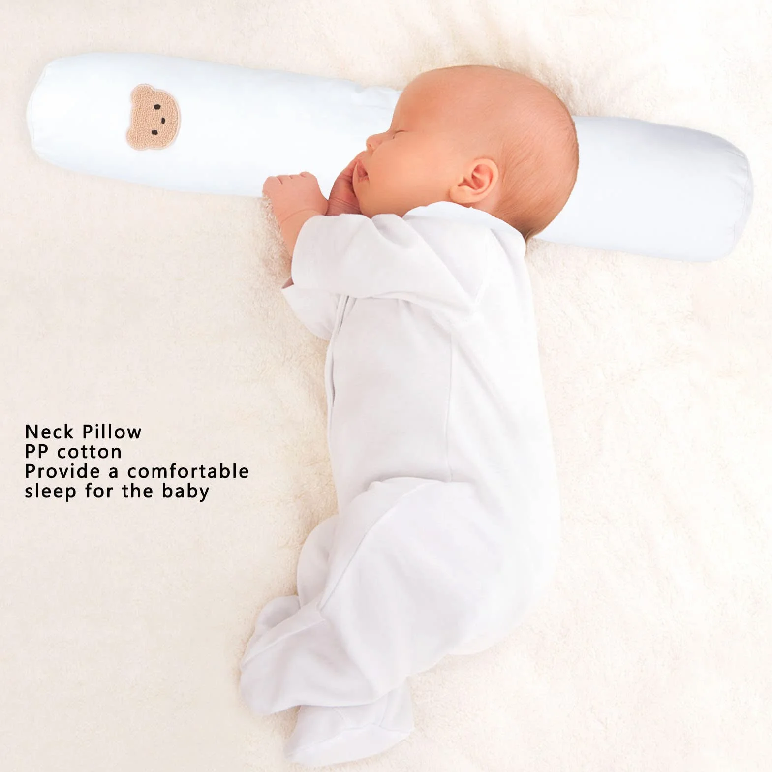 Almohada Multifuncional para Bebé de Algodón Suave y Transpirable con Patrón de Oso, Almohada para Dormir de Lado Infantil