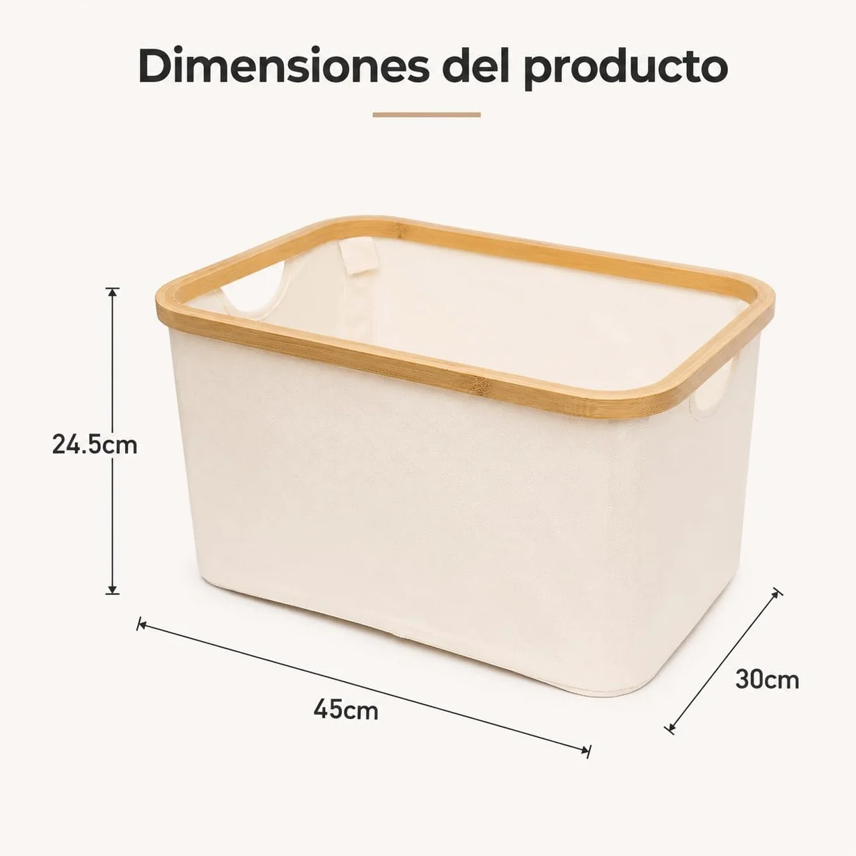 Cesta plegable para la colada 30L - Cesta resistente al agua para ropa seca y mojada - Cesta para ropa y sábanas - ideal para lavandería, baño y dormitorio -RS22111-1 - 45x30x24.5cm-Blanco