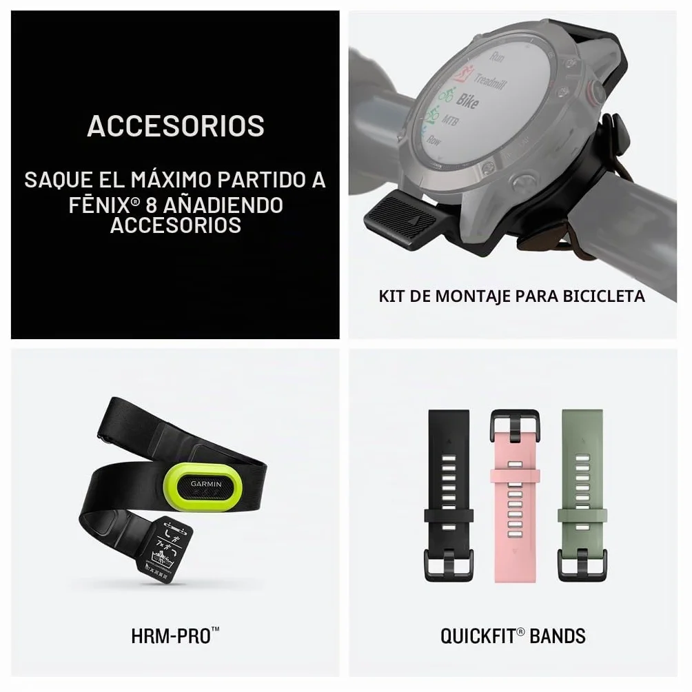 Garmin fēnix 8 51 mm AMOLED Zafiro Reloj Inteligente GPS Multideportivo Titanio Linterna LED