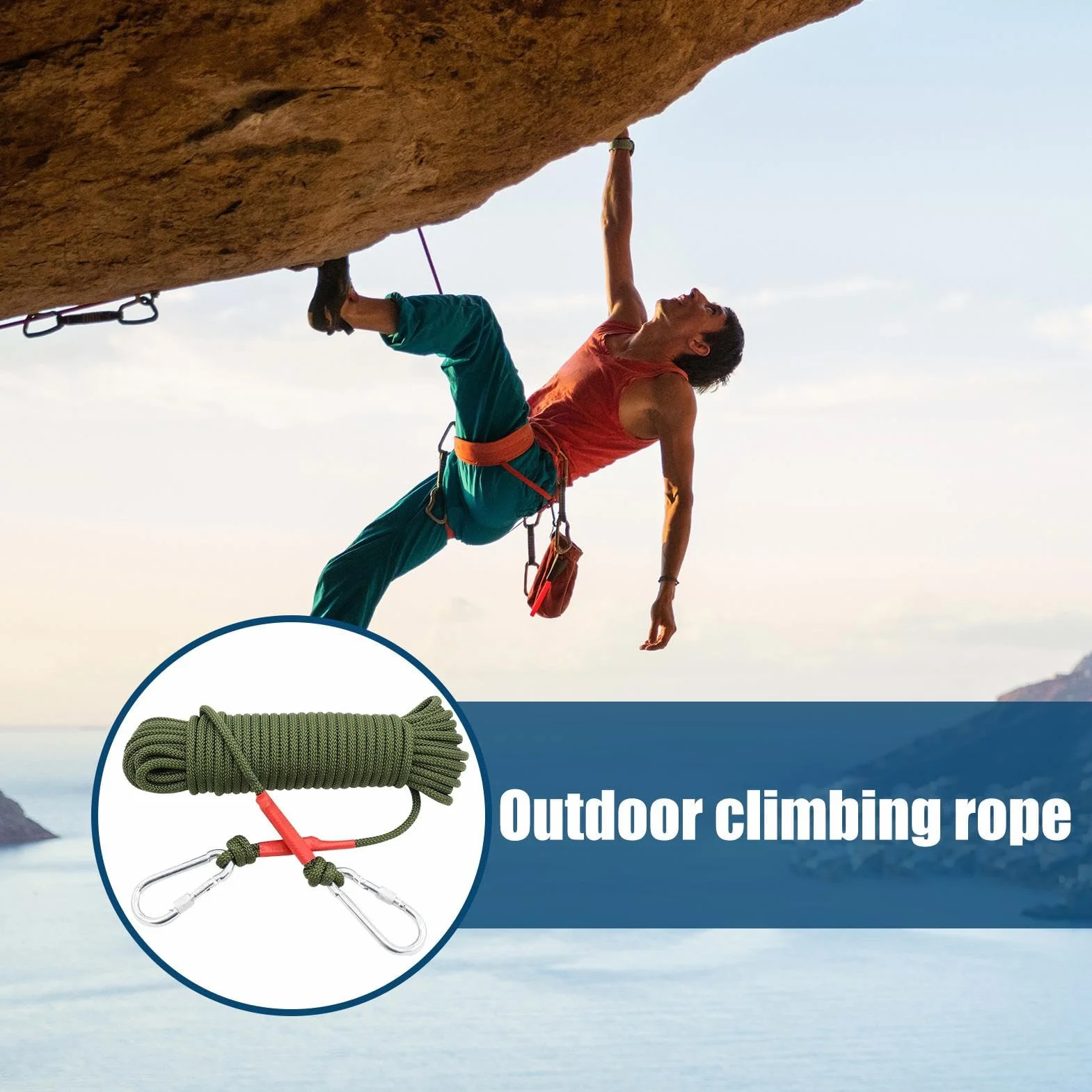 Cuerda De Escalada Estática 5 Metros Nylon para Seguridad Y Rescate Equipo De Tracción Exterior