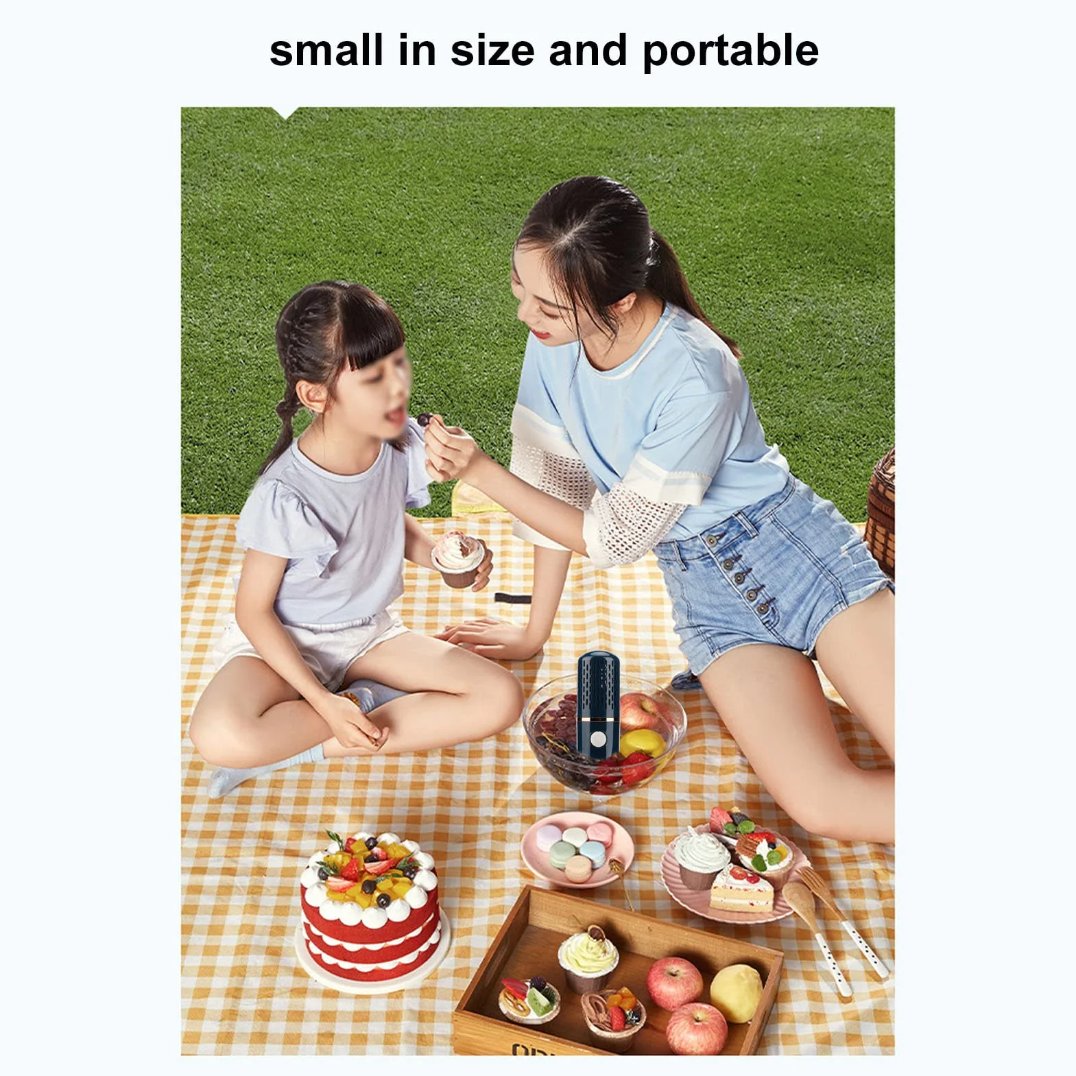 Lavadora y Purificador Portátil de Frutas y Verduras, Forma de Cápsula Mini, Carga USB Inalámbrica (Azul)