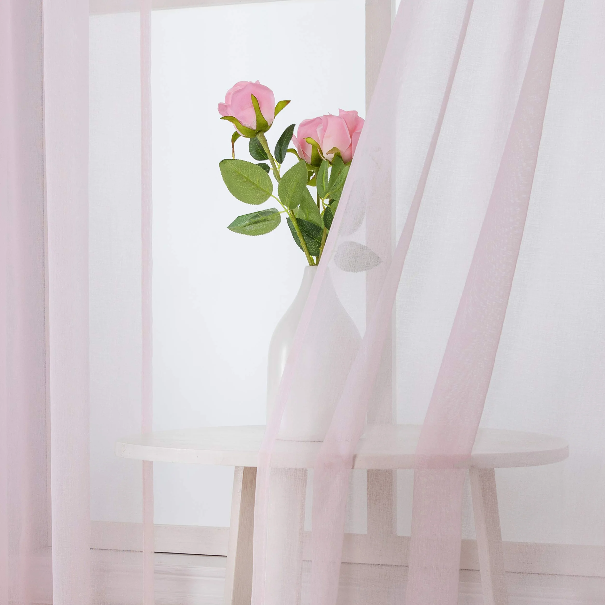 MIULEE Cortinas Translucidas de Poliéster 140x245cm Rosa 2 Unidades