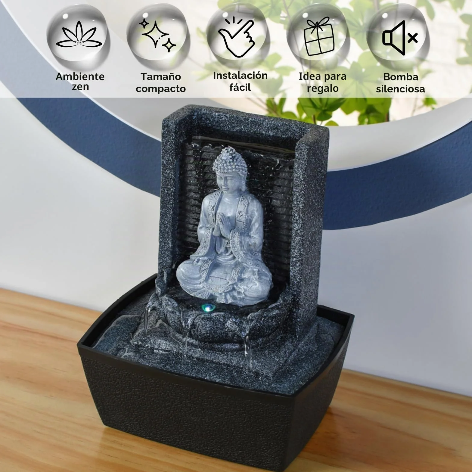 Zen'Light SCFRB1 - Fuente de Interior, 20 x 15 x 26 cm, Color Plateado