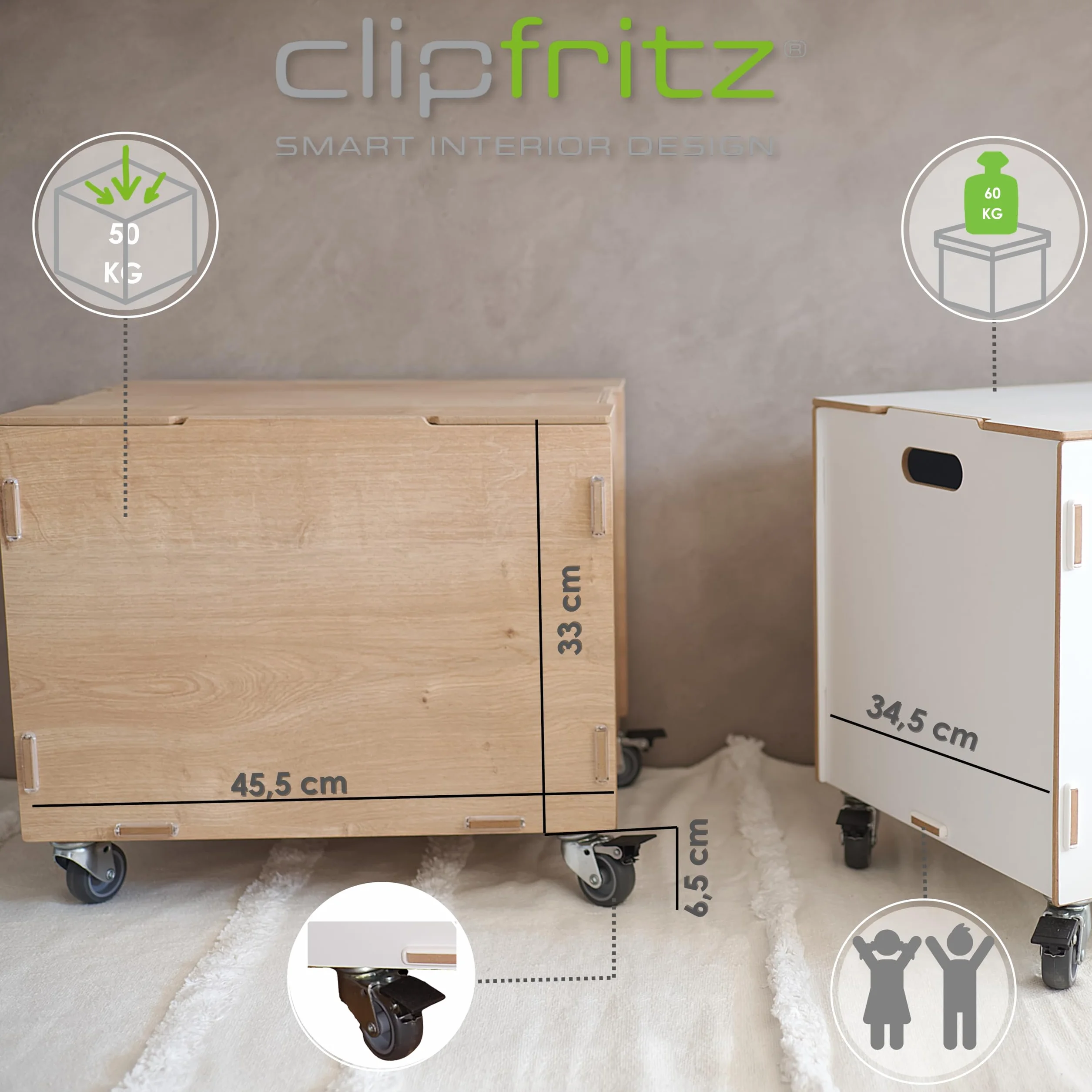 Baul juguetes infantil madera MDF - 33x45.5x34.5 (Al.Pr.An) + 6 cm Ruedas - Arcon almacenaje peluches - Baúl almacenamiento - Cajas, jugueteros organizadores - Cestas Organizadoras