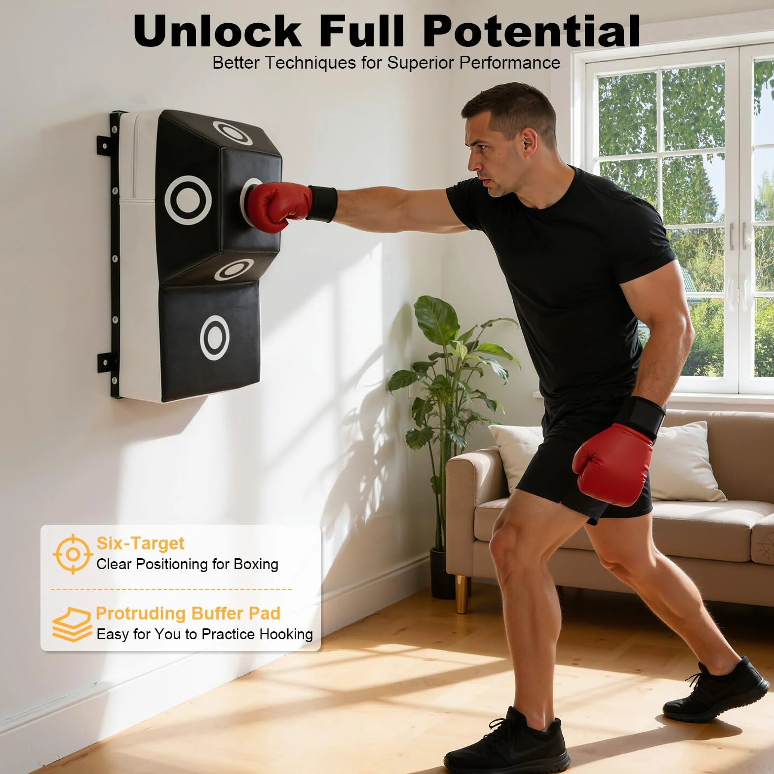 DWIKRYT Objetivo de Boxeo de Pared 35x25x60 cm con Punto de Marcado