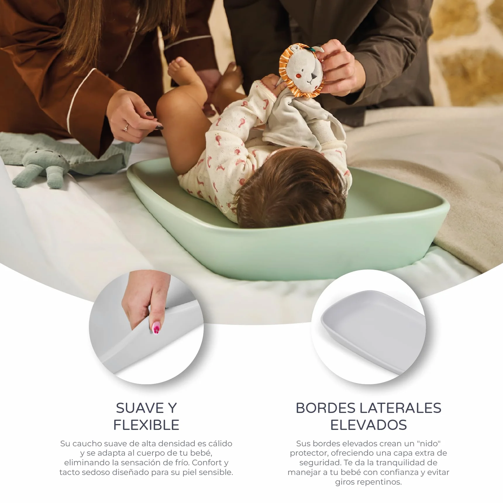 Ms BabyWorld FOAMY Cambiador de Bebé Antideslizante EVA Impermeable 67x41x10 Gris