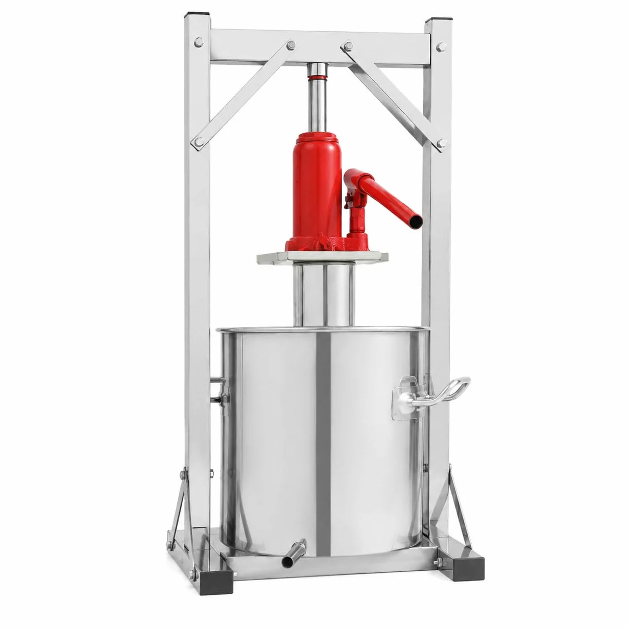Prensa Hidráulica para Frutas 12L, Prensa Manual de Acero Inoxidable 201/304 con Gato 3T con Tambor, Marco de Prensa y Conector Hidráulico para Uvas, Manzanas, Sidra, Vino y Zumo