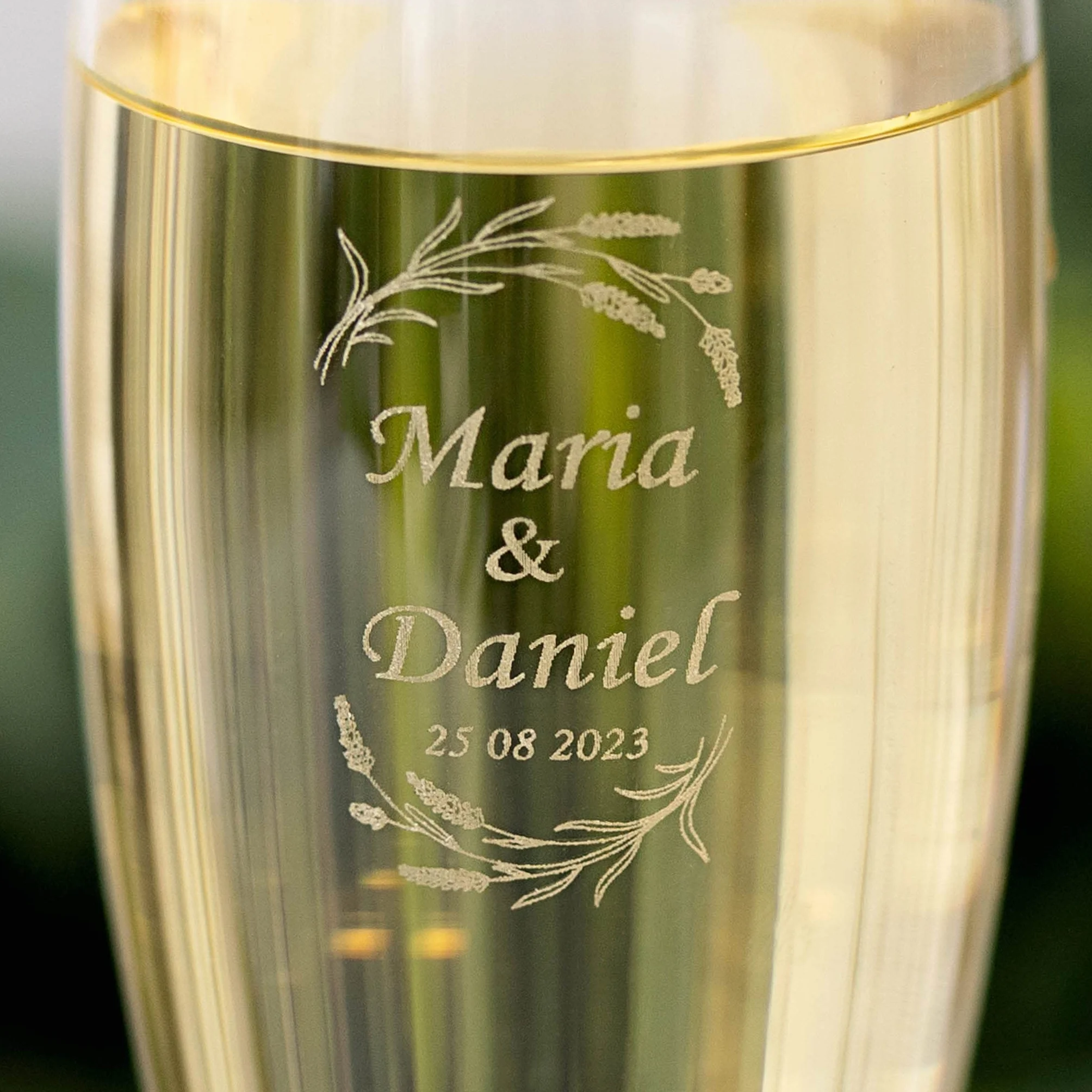 Pack de 2 Copas de Cava Personalizada con Estuche de Regalo Grabadas a Láser 20cl Boda