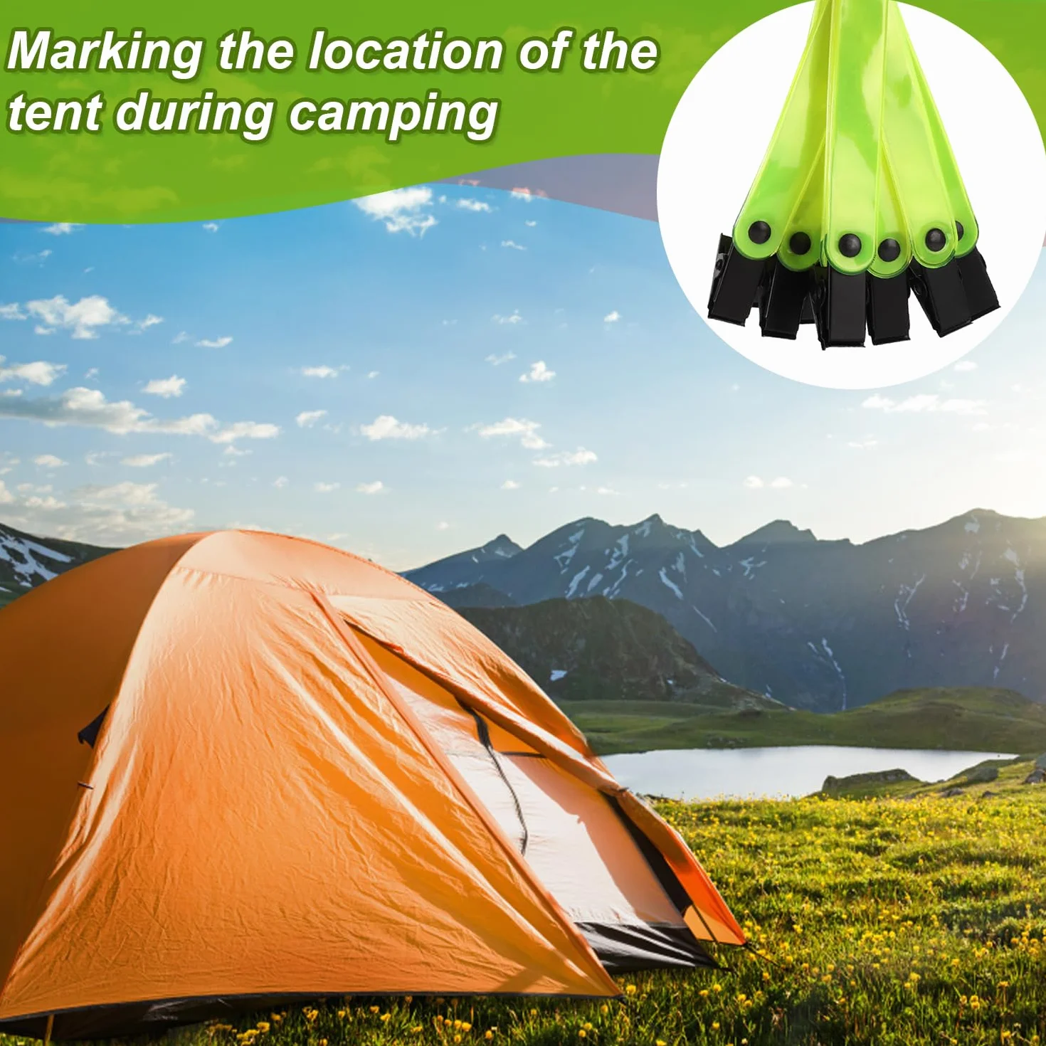 Marcadores de Sendero Reflectantes 24 Uds con Clips para Senderismo al Aire Libre Camping Amarillo Fluorescente