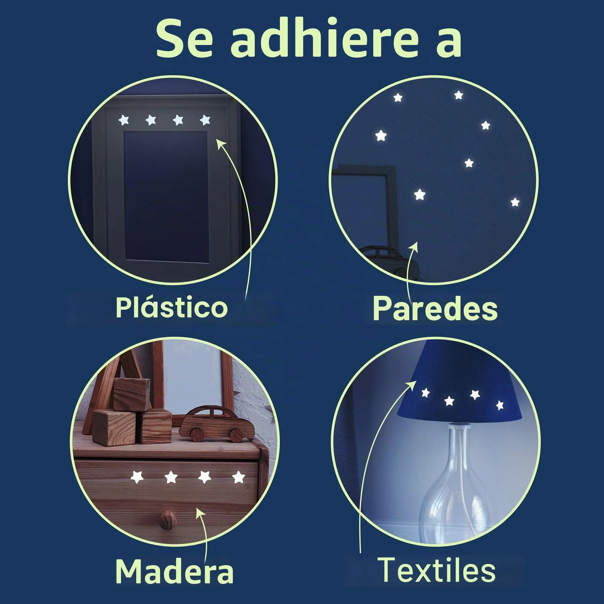 Pegatinas fluorescentes estrellas luminosas para techo y pared 452 pzas. Decoración dormitorio infantil